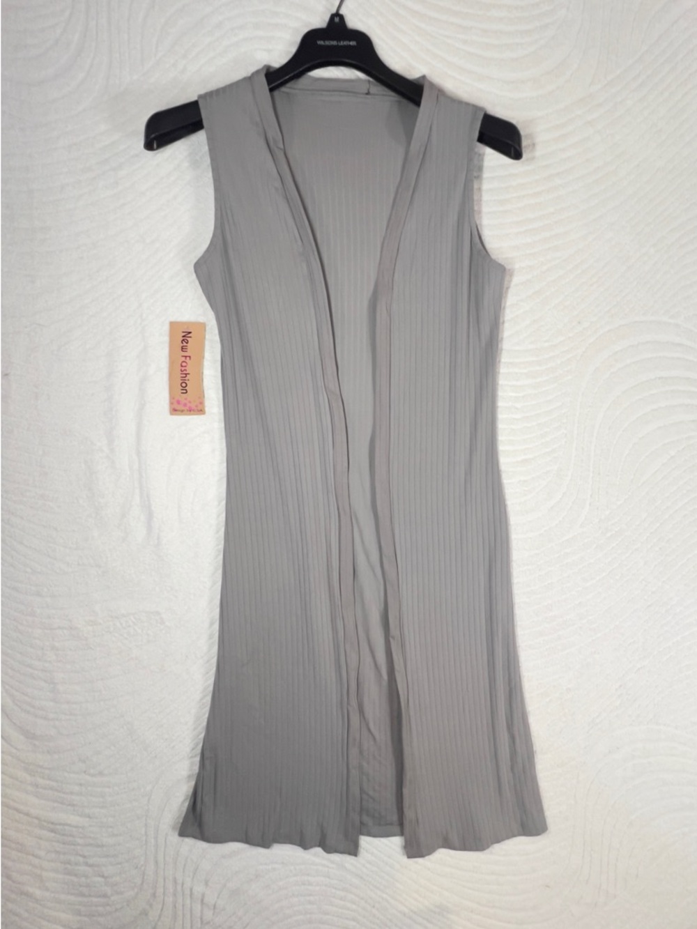 New Fashion Women’s Sleeveless Open-Front Ribbed Vest - Gray